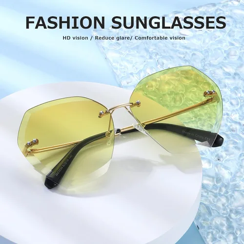 Miniatura 2 de AEVOGUE - Los lentes de sol para mujer, sin bordes, lentes de corte de diamante, de tamaño grande (AE0534)