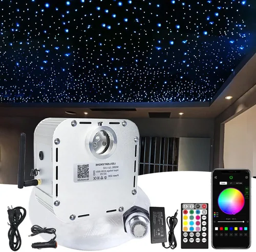 Kit de techo Twinkle Starlight de 32 W, 700 luces de fibra óptica de 0.03 pulgadas, 13.1 pies, luz de techo de estrella, fuente de luz con sensor de