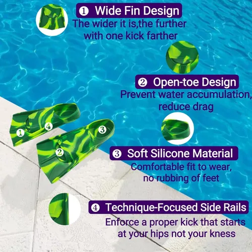Miniatura 5 de Gugmoy Kids Swim Fins,Comfortable Silicone Flippers for Swimming and Diving,Size Suitable Beginners Kids Girls Boys Adults AF-DreamForest