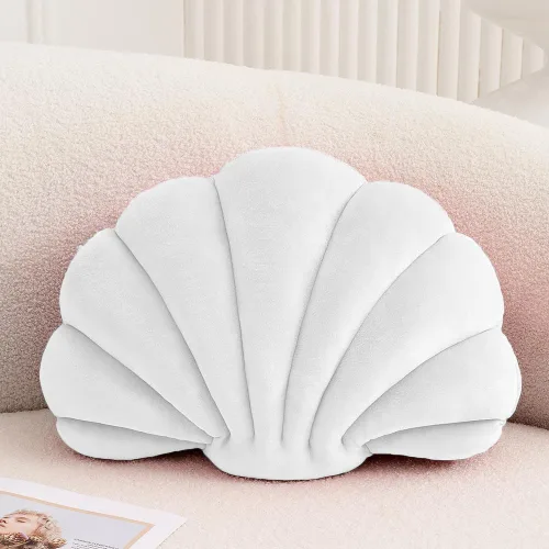 Miniatura 12 de XIAIJIA Seashell - Almohada decorativa con forma de concha marina, almohada de lanzar con forma de concha, almohada de playa con inserto 3D