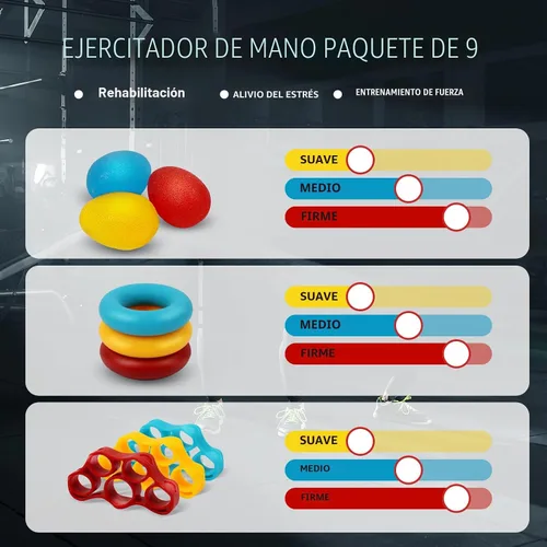 Miniatura 7 de Kit de entrenamiento de fuerza de agarre de 13 piezas, fortalecedor de agarre de mano, fortalecedor de antebrazo, fortalecedor de dedos, ejercitador