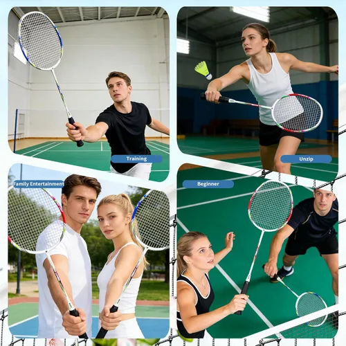 Miniatura 8 de Senston Carbon Fiber Composite Badminton Rackets Set of 2 – Lightweight Racquets for Beginners, Casual Outdoor Play & Family Fun, with Shuttlecocks