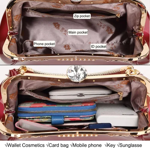 Miniatura 7 de YOUNXSL Bolso de mano de charol brillante para mujer, bolso de mano con asa superior, bolso de hombro de noche, bolso de boda, bolso retro