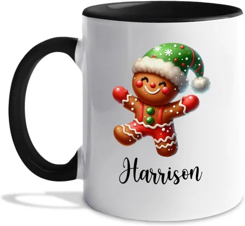 Miniatura 33 de Taza de café de Papá Noel con nombre personalizado – Taza de Papá Noel personalizada, 11 onzas y 15 onzas, bonita taza de cerámica blanca regalo