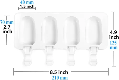 Miniatura 2 de 2 Moldes Pequeños Mini para Paletas, Moldes para Cakesicles de Silicona, Molde para Cake Pops con 4 Cavidades con 100 Palitos de Madera y 100