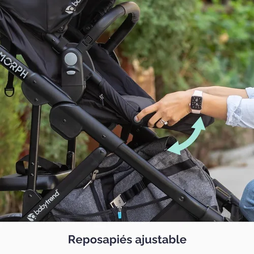 Miniatura 10 de Baby Trend Morph Cochecito Modular de Individual a Doble, Dash Black