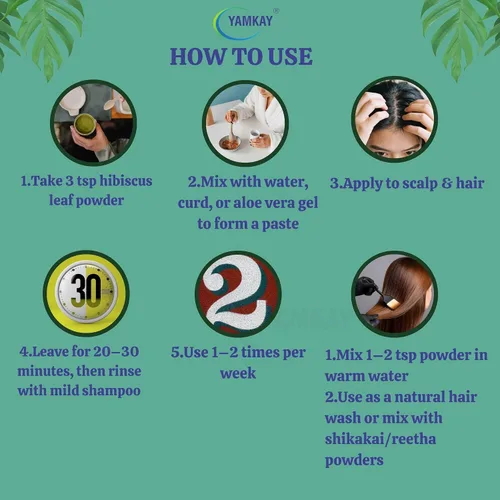 Miniatura 3 de Polvo de hoja de hibisco para caída y crecimiento del cabello, lavado de cabello 100% natural, 300 GM 10.58 oz para un cabello saludable