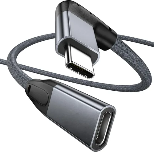Miniatura 10 de UseBean Cable de extensión USB C en ángulo recto de 0.6 pies, 90 grados USB-C 3.2 Gen 2 20Gbps macho a hembra tipo C 4K cable extensor de video