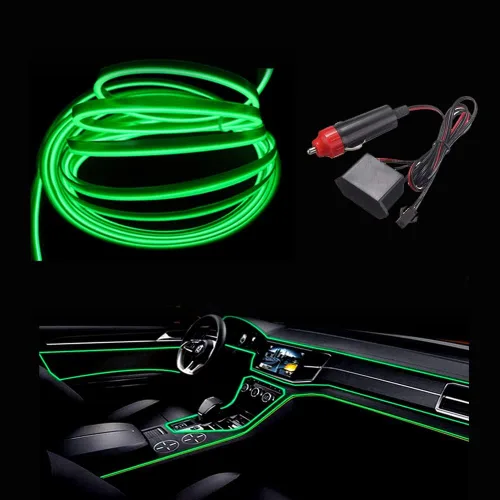Miniatura 16 de MaxLax Tira de Iluminación LED de Neón Azul para Interior de Auto - 9.84 Pies de Cable EL de 12V Flexible con Protección de Fusible Integrada