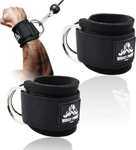 Muñequeras con anillos en D duales: soporte seguro y cómodo para entrenamientos de máquinas de cable, elevaciones laterales, entrenamiento de fuerza