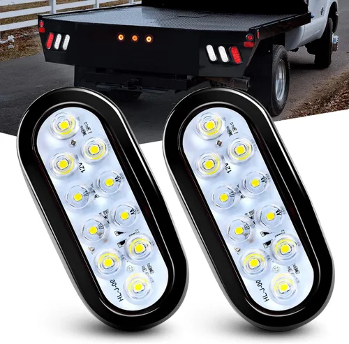 Miniatura 13 de Nilight Luz trasera LED ovalada de 6 pulgadas para remolque, roja, blanca y ámbar, 6 piezas, impermeable, parada, freno, señales de giro, reversa
