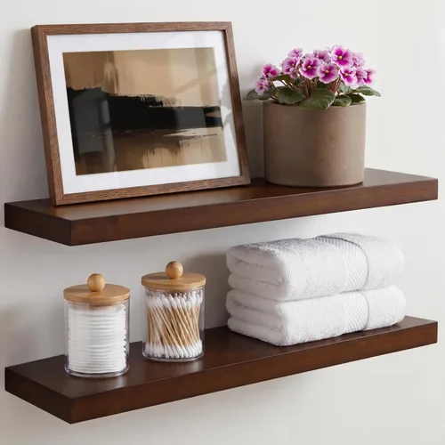 Miniatura 58 de Homeforia Estante flotante blanco de 48 pulgadas, estantes flotantes de madera maciza de alta gama de 48 pulgadas de largo para montaje en pared