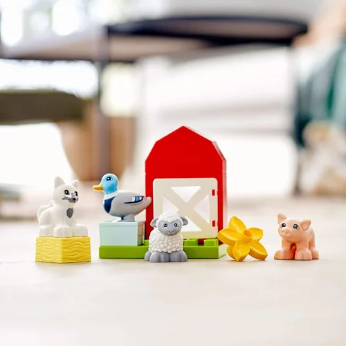 Miniatura 7 de LEGO DUPLO Town Farm Animal Care 10949 Juguete para niños pequeños, niñas y niños de 2 años más con figuras de pato, cerdo, oveja y gato, juguetes