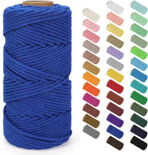 Miniatura 52 de Cordón de macramé de 0.079 in x 380 yardas (1140 pies), cuerda de algodón natural para colgar en la pared, ganchos de plantas, manualidades, Beige