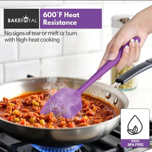 Miniatura 4 de BakeRoyal Juego de espátulas de silicona – 4 espátulas de goma de silicona resistente al calor 600°F para tareas diarias – Espátulas de cocina