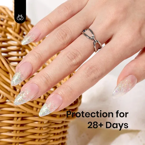 Miniatura 3 de Beetles Esmalte de uñas de gel con base de goma, 0.5 fl oz, esmalte de uñas en gel de color transparente, capa base de goma elástica, fortalecedor