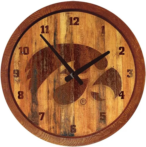 Miniatura 81 de The Fan-Brand NCAA Oklahoma Sooners: Reloj de pared con parte superior de barril de imitación para decoración de bar, decoración de fiesta