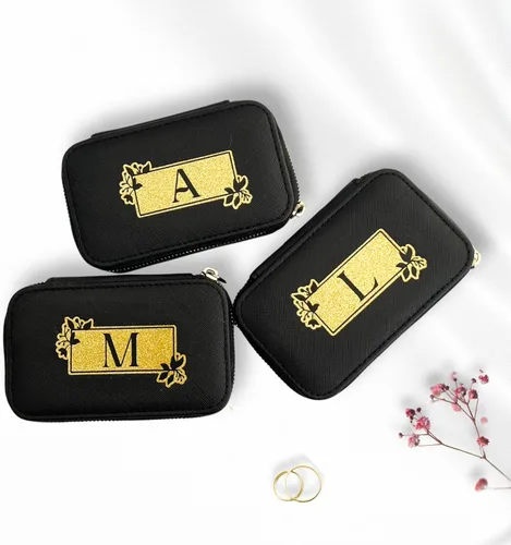 Miniatura 5 de Joyero de viaje personalizado con inicial, regalos personalizados con monograma para mujeres, regalos de propuesta de dama de honor, organizador