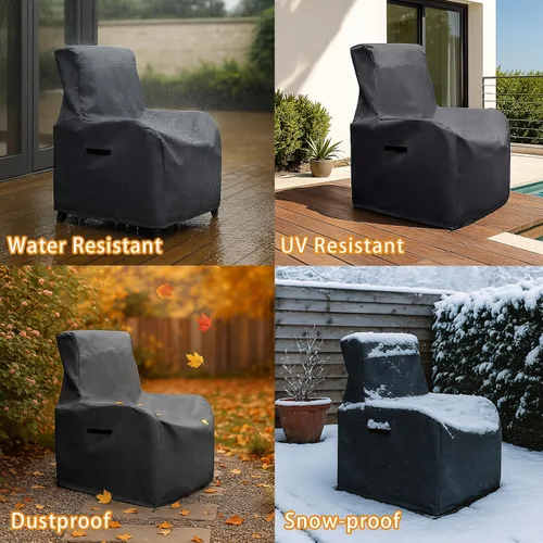 Miniatura 3 de ATR ART TO REAL Fundas para sillas de exteriores, impermeables, para patio, reclinable, 600D, tela Oxford, mimbre/ratán, color negro