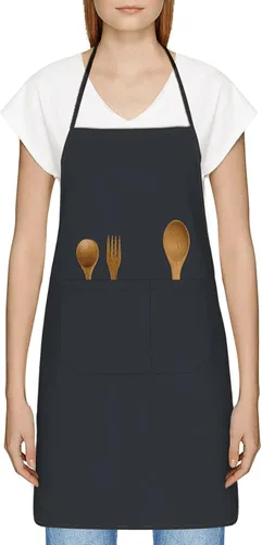 Miniatura 2 de Delantal unisex con cuello ajustable con bolsillos espaciosos y lazos largos