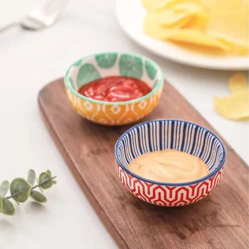 Miniatura 4 de Selamica Juego de cuencos de cerámica para salsa de soja pequeños, tazón de inmersión de 3 pulgadas, plato de salsa de soja de 2.7 oz, tazón mini