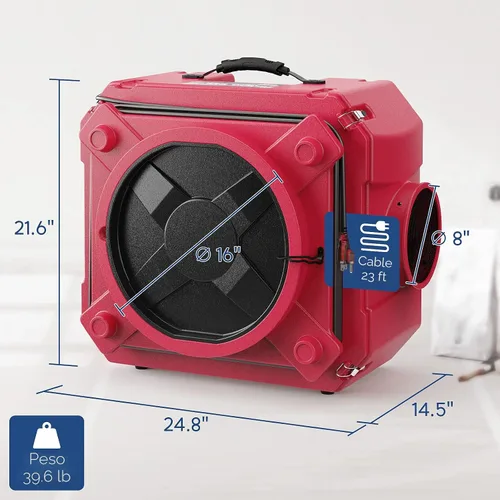 Miniatura 7 de ALORAIR Limpiador de aire con filtración de 3 etapas, máquina de aire negativo apilable para uso industrial y comercial, limpiador de aire
