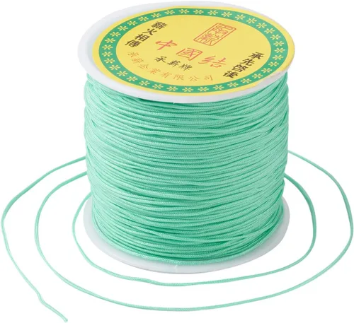 Miniatura 41 de Cordón de nailon trenzado de 150 yardas, cuerda roja de 0.020 in para pulsera, hilo de cuentas de nailon para collar Kumihimo, joyas, borlas