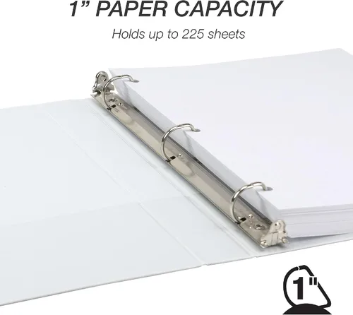 Miniatura 242 de Samsill - Carpeta duradera de 5 pulgadas, fabricada en los Estados Unidos, con anillos en D, transparente y personalizable, color blanco
