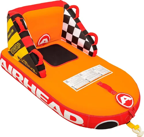 Miniatura 12 de Airhead Mable Towable Tube for Boating, 1-4 Rider Inflatable Boat Tube for Water Tubing, Heavy Duty Full Nylon Cover, EVA Foam Pads, Dual Tow Point
