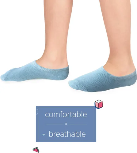 Miniatura 5 de Tenpluszero 12 pares de calcetines antideslizantes de algodón de corte bajo para niños y niñas, de 2 a 12 años