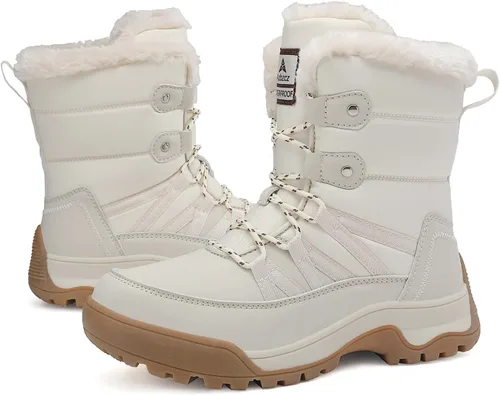 Miniatura 2 de AZBZCZ Botas de nieve de invierno para mujer, impermeables, antideslizantes, con forro de piel fría, zapatos cómodos
