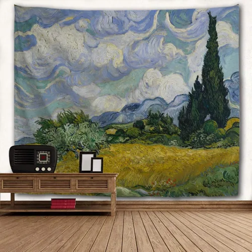 Miniatura 6 de WIHVE - Tapiz para colgar en la pared, de diseño floral bohemio, hippie, psicodélico, étnico, decorativo, de tela para dormitorio, decoración