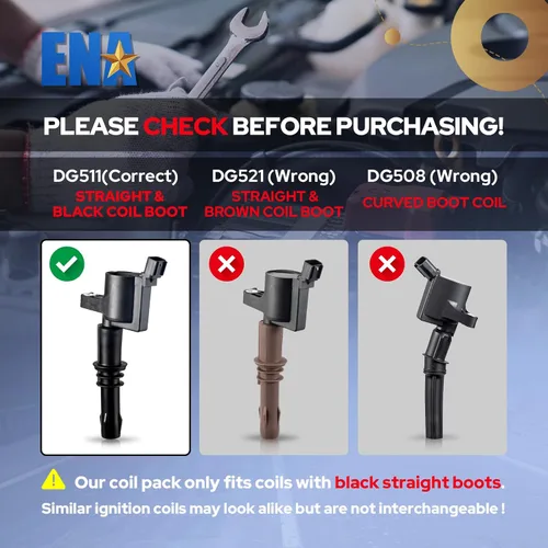 Miniatura 2 de ENA - Juego de 8 bujías de platino y 8 bobinas de encendido compatibles con Ford F150, F-150 Expedition, F-250 Super Duty, F-350 Super Duty 8