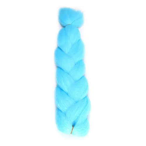 Miniatura 3 de Extensiones de cabello trenzado jumbo color azul cielo, trenzas jumbo para trenzas de caja torcida, cabello de fibra sintética de alta calidad, un