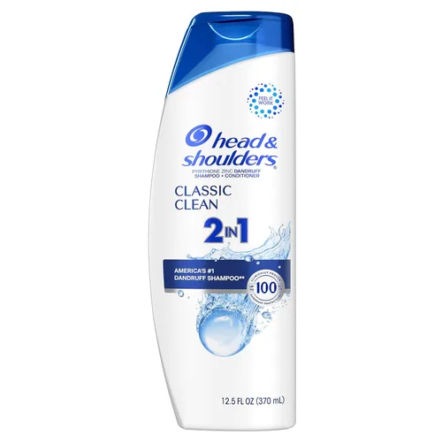 Head and Shoulders Champú y acondicionador 2 en 1 contra la caspa, tratamiento anticaspa, limpieza clásica para uso diario, sin parabenos, 12.5 onzas