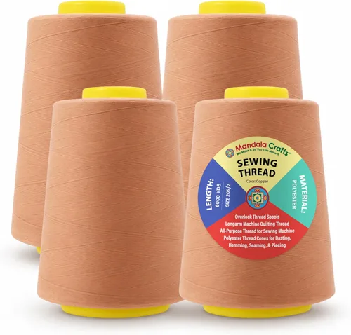 Miniatura 33 de Mandala Crafts 4 Pack of Serger Threads Cones Spools - 20S/2 24000 Yards Polyester Baby Blue Threads for Sergers Machine and Overlock Quilting