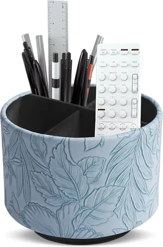 Miniatura 30 de Organizador Redondo de Cuero para Suministros de Arte, Soporte para Control Remoto, Rotación de 360 Grados, Soporte Multifuncional para Lápices