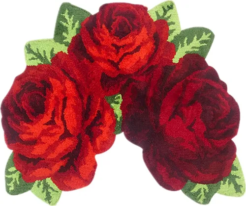 Miniatura 37 de Alfombrilla Abreeze con 4 rosas, alfombrillas con diseño de flores azul, hecha a mano, antideslizante (no se desliza), alfombrilla moderna, de puede