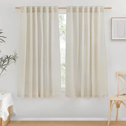 Miniatura 108 de NICETOWN Cortinas de lino grueso para dormitorio, privacidad añadida, bolsillo para barra y pestaña trasera, no se transparentan, mezcla de lino