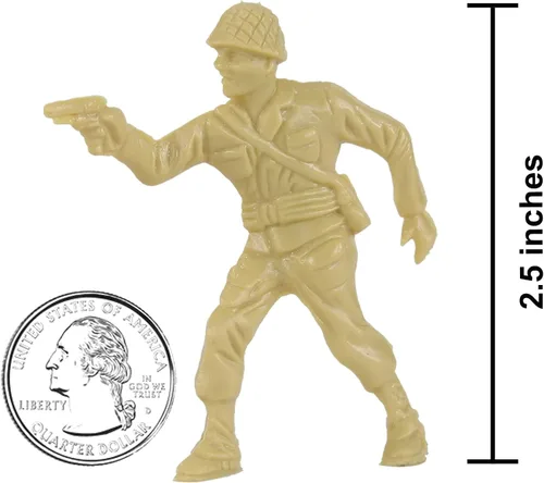Miniatura 2 de BMC Classic Tan Plastic Army Men - 40 figuras de soldado de la Segunda Guerra Mundial - Fabricado en Estados Unidos Bronceado