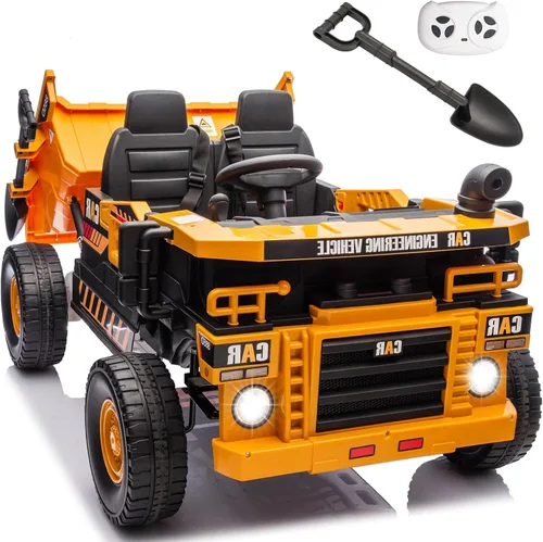 Miniatura 8 de Camión de juguete eléctrico de 12V 10AH de 2 plazas para niños con cama basculante eléctrica, tractor de juguete con control remoto para padres