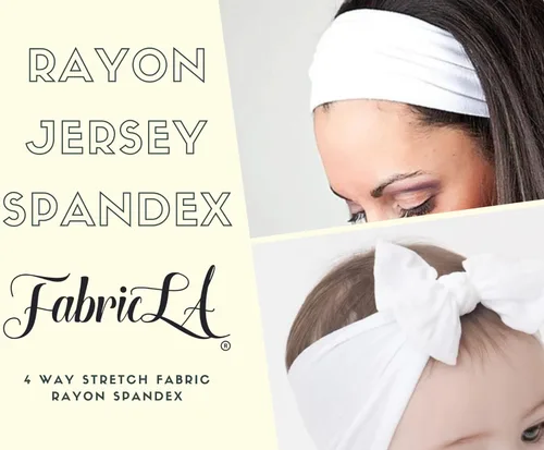 Miniatura 2 de FabricLA Jersey de rayón de elastano, elástico en 4 direcciones, 58/60 pulgadas de ancho, tela mediana a pesada, 8.47 oz/m², color blanco, 5 yardas