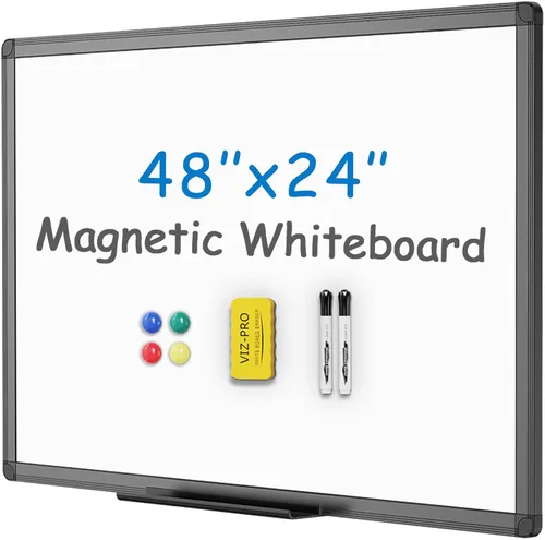 Miniatura 9 de VIZ-PRO Pizarra blanca magnética/pizarra de borrado en seco con marco de aluminio negro, 18 x 12 pulgadas, incluye 1 borrador, 2 marcadores y 4