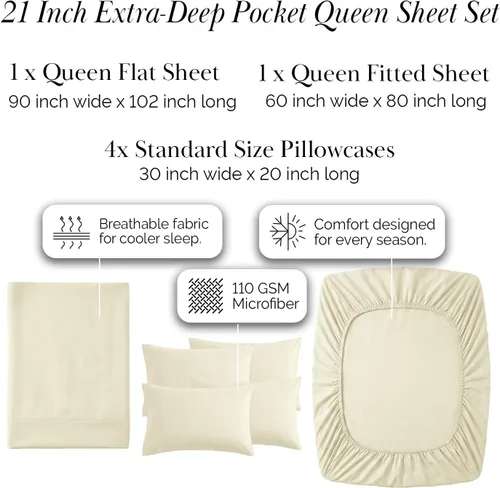 Miniatura 103 de Southshore Fine Living, Inc. Juego de 7 piezas de sábanas King divididas para cama ajustable, juego de sábanas King divididas con bolsillo de 21