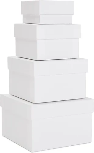 Miniatura 10 de Stockroom Plus Juego de cajas de regalo, surtido de 4 piezas, color rosa, cajas cuadradas rosadas apilables con tapas para bodas, cumpleaños