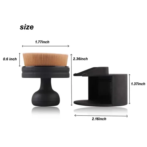 Miniatura 2 de Brocha de maquillaje de base plana redonda, cepillo de base líquida Kabuki, cepillo cosmético portátil, gran cobertura completa, cepillo
