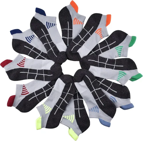 Miniatura 5 de JWMEET Mens Low Cut Ankle Athletic Socks Cotton Mesh Cushioned Running Ventilation Sports Tab Socks