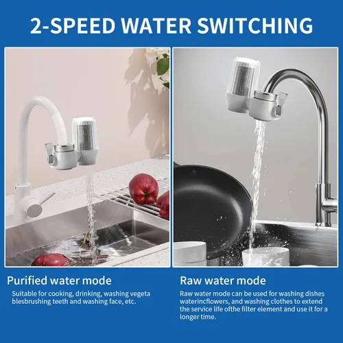 Miniatura 5 de Filtro de agua para grifo del fregadero, filtro de agua del fregadero, reduce el cloro, la arena y los olores, purificador de agua de modo doble