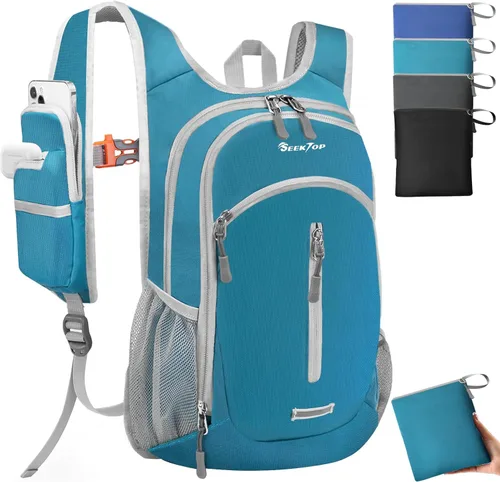 Miniatura 13 de Seektop Mochila de senderismo pequeña de 15 L para viajes, impermeable, ligera, bolsa de senderismo para mujeres y hombres Azul marino