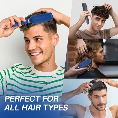 Miniatura 7 de RHOS Cepillo de pelo para hombres – Cepillo desenredante y peinado con cerdas de nailon para cabello húmedo y seco, función de masaje, adecuado